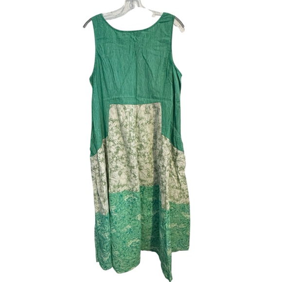 April Cornell Cottage Floral Dress Cotton Midi Green Cream Tank M - Picture 3 of 12